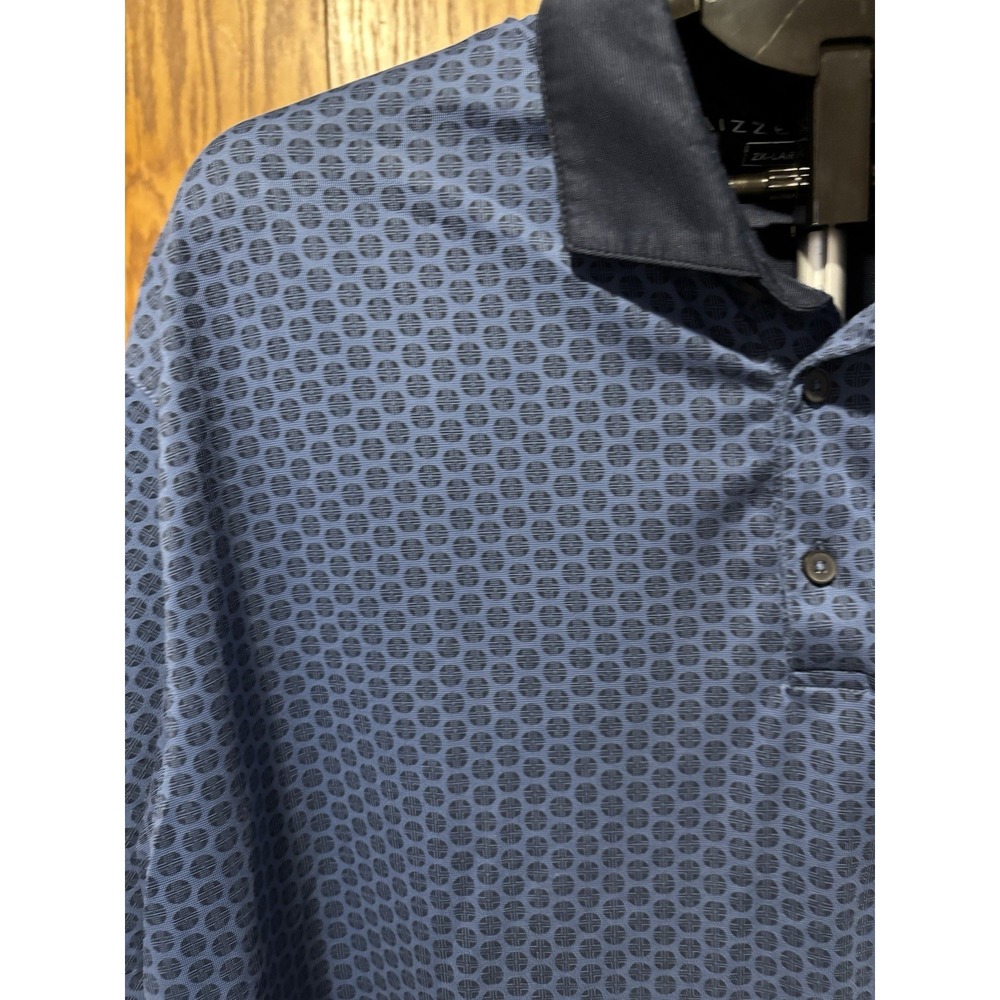 Mizzen + Main Golf Polo Mens 2X Blue Geometric Print Performance Stretch Wicking